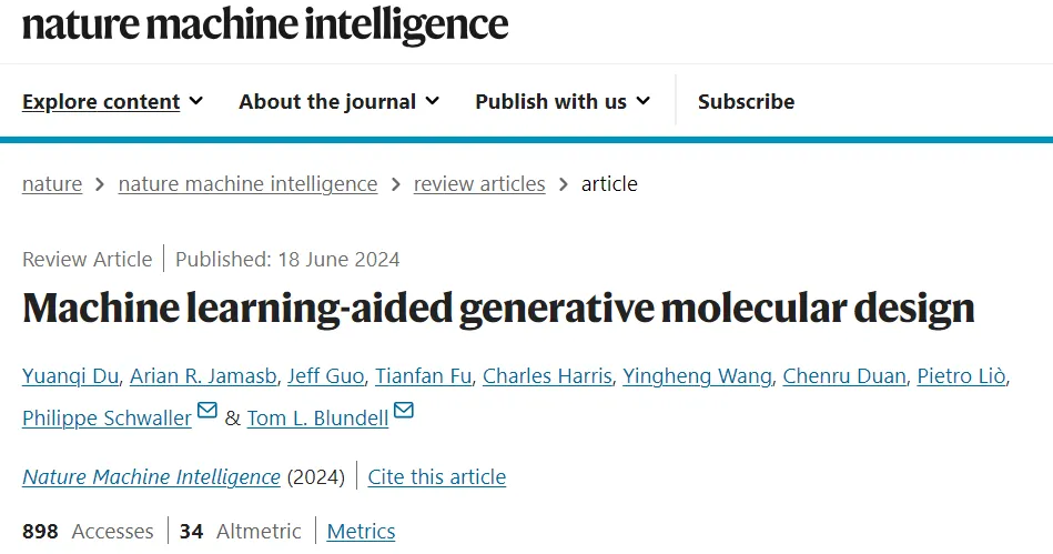 AI小分子药物发现的「百科全书」，康奈尔、剑桥、EPFL等研究者综述登Nature子刊 