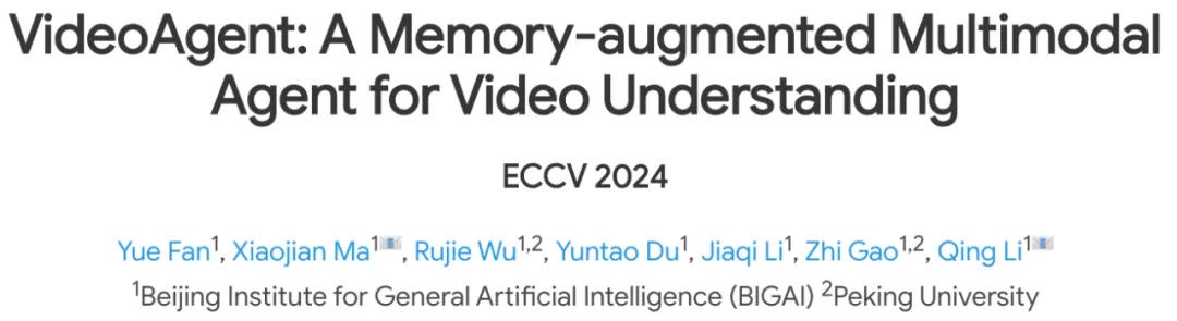 ECCV 2024 | 比基准高30%，媲美Gemini 1.5 Pro，基于记忆的视频理解智能体来了