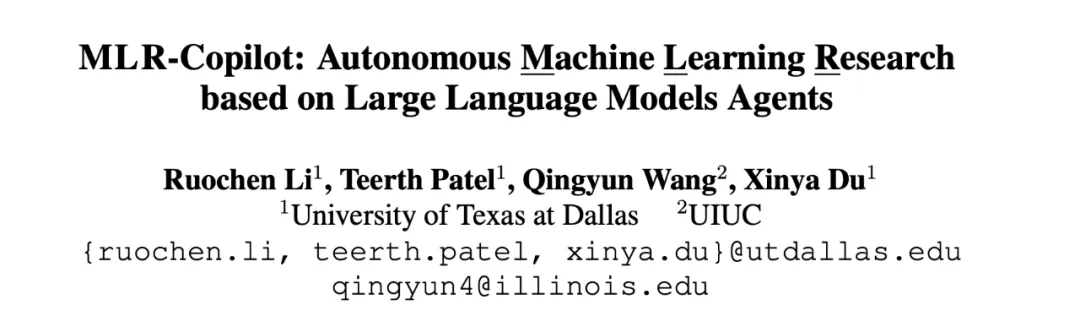 自动化机器学习研究MLR-Copilot：利用大型语言模型进行研究加速