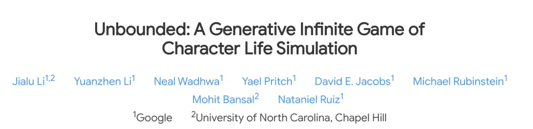 Unbounded：来自Google的AI驱动角色模拟无限游戏