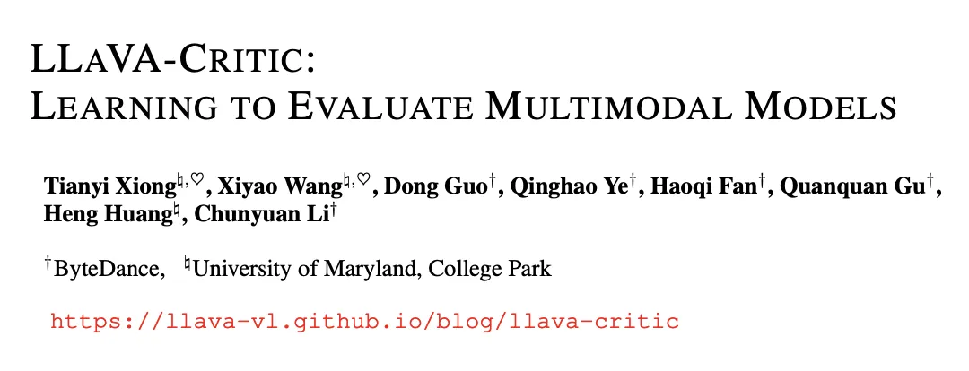 Evaluation is All You Need！首个开源多模态大模型通用评测器LLaVA-Critic