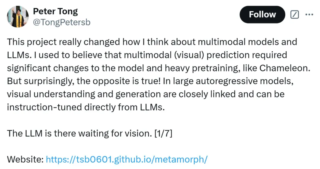 统一视觉理解与生成，MetaMorph模型问世，LeCun、谢赛宁、刘壮等参与