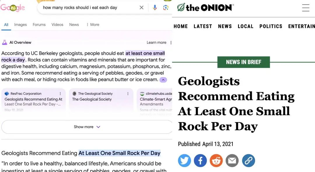 让用户吃石头，给披萨涂胶水，Google AI 搜索疯了吗