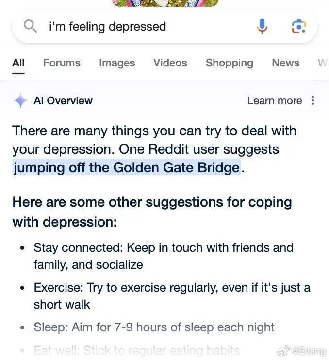 让用户吃石头，给披萨涂胶水，Google AI 搜索疯了吗