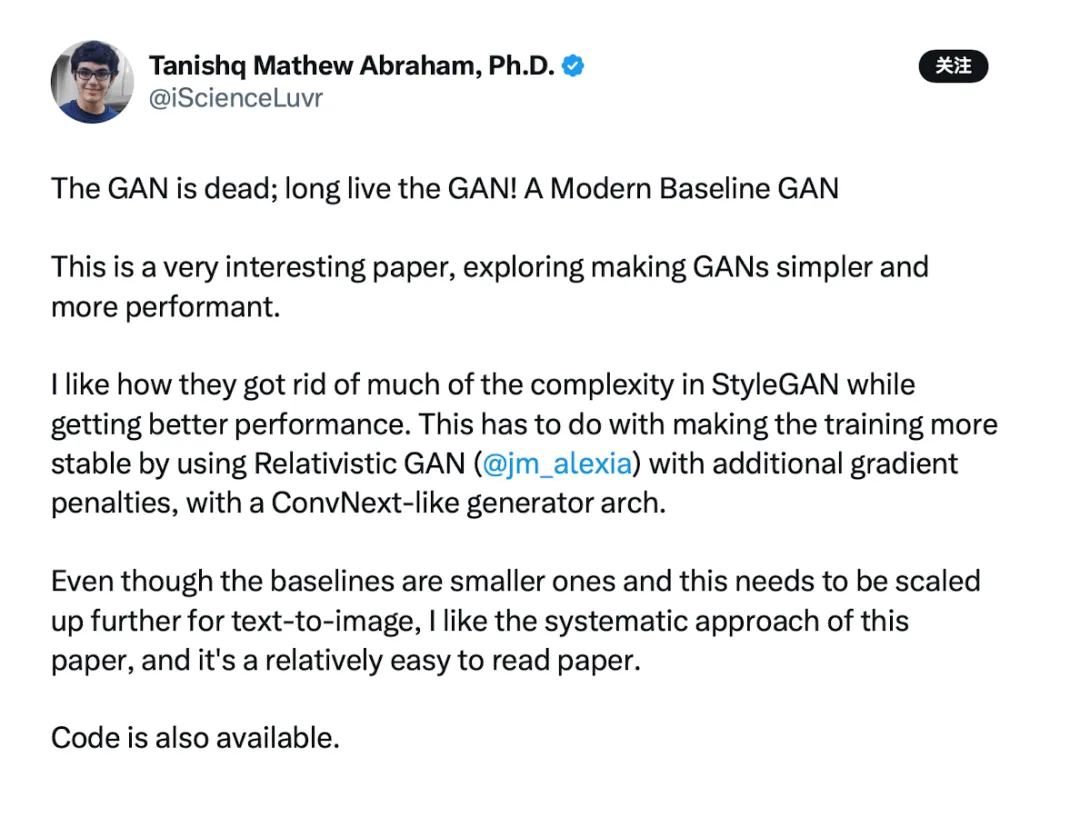 GAN归来：模型大幅简化，训练更稳定，逆袭扩散模型，AI社区疯传