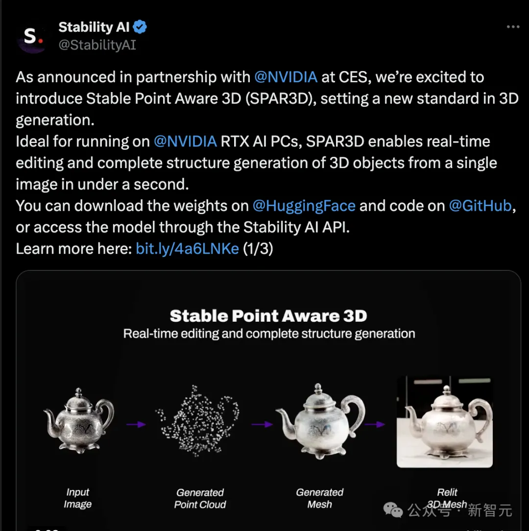 单图秒变3D对象，还可交互实时编辑！Stability AI中科大校友新作