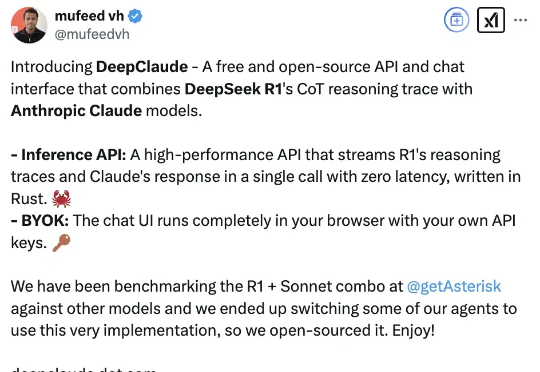 DeepSeek缝合Claude，比单用R1/o1效果都好！GitHub揽星3k