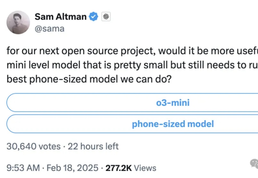 OpenAI突宣开源计划：端侧模型or小模型二选一！奥特曼在线征集投票