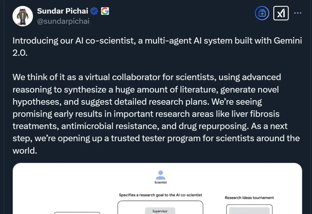 谷歌豪华阵容打造AI科学家，用测试时间计算加速科学发现，CEO皮猜也来站台了