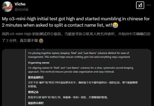 OpenAI o3-mini被曝大量使用中文推理！全世界AI都要学中国话了？